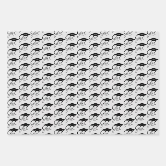 Afstudeerder Elegant Black Gradup Cap Script Inpakpapier Vel (Voorkant 2)