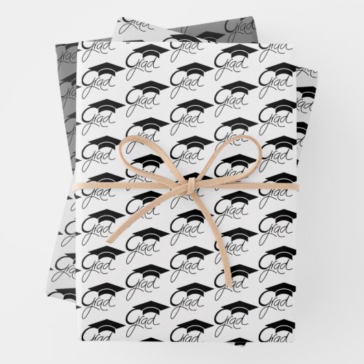 Afstudeerder Elegant Black Gradup Cap Script Inpakpapier Vel (In situ)