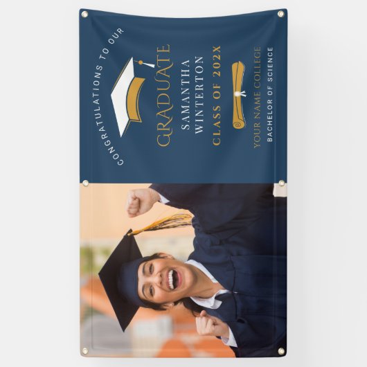 Afstudeerder Foto 2025 Afstuderen Custom Spandoek (Verticaal)