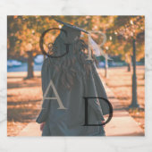 Afstudeerder Foto Afstuderen Mousserende Wijn Labe Sparkling Wijnetiket (Enkel label)