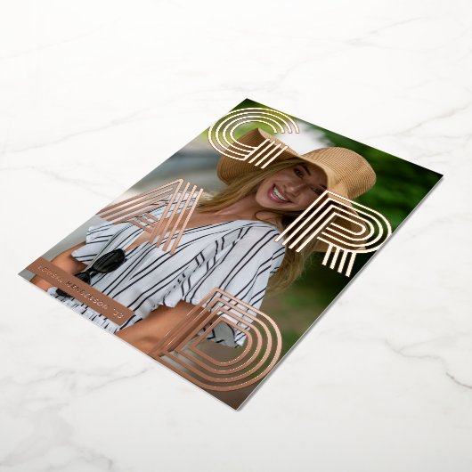 AFSTUDEERDER Foto Afstuderen Roos Gold Foil Uitnod Folie Uitnodiging (Gedraaid)