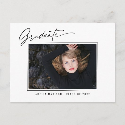 Afstudeerder Foto modern kalligrafie inkt script Briefkaart (Voorkant)