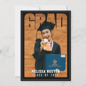 Afstudeerder Foto Zwart Afstuderen Aankondiging (Voorkant)