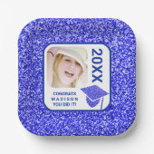 Afstudeerder Glam Navy Pet Elegant Cool Photo Part Papieren Bordje (Voorkant)