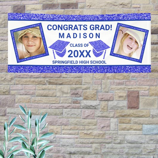 Afstudeerder Glam Navy Pet Graduation Party Afbeel Spandoek