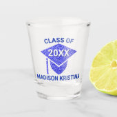 Afstudeerder Glam Navy Pet Personalized Chic Elega Shot Glas (Voorkant)