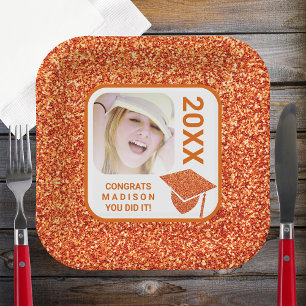 Afstudeerder Glam Oranje Pet Elegant Cool Photo Pa Papieren Bordje
