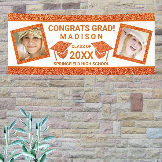 Afstudeerder Glam Oranje Pet Graduation Party Afbe Spandoek