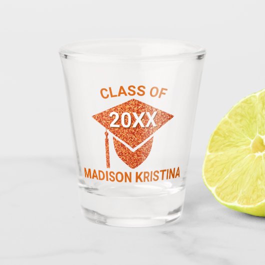 Afstudeerder Glam Oranje Pet Persoonlijk Chic Eleg Shot Glas (Voorkant)