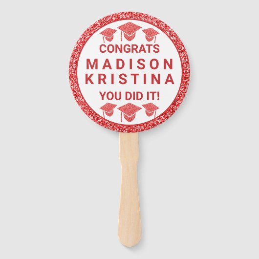 Afstudeerder Glam Red Pet Simple Elegant Afbeeldin Handwaaier (Voorkant)