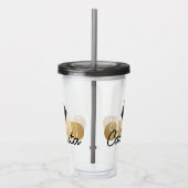 Afstudeerder Gold Black Graduation Cap Monogram Na Acryl Drinkbeker (Rechts)