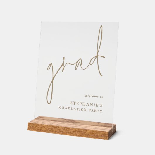 Afstudeerder Gold Script Welkom bij Graduation Par Acryl Bord (Hoek)