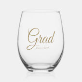 Afstudeerder goud aangepaste script klasse jaar el wijnglas zonder voet (Voorkant)