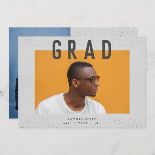 Afstudeerder Gray Modern twee foto voor het script Aankondiging (Voorkant / Achterkant)