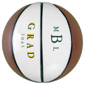 Afstudeerder Groen monogram en gouddatum Gift Bask Basketbal (Verticaal)