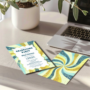 Afstudeerder Groovy Retro Afstuderen Uitnodiging