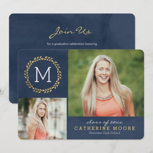 Afstudeerder Initiaal EDITABLE KLEUR Afstuderen Ca Kaart (Voorkant / Achterkant)