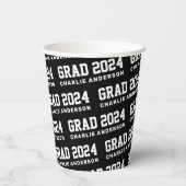 Afstudeerder jaar 2024 afstuderen naam zwart wit papieren bekers (Achterkant)