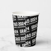 Afstudeerder jaar 2024 afstuderen naam zwart wit papieren bekers (Rechts)
