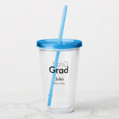 afstudeerder jongen voegt naam toe bevat datumteks acryl drinkbeker (Achterkant)