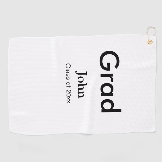 afstudeerder jongen voegt naam toe bevat datumteks golfhanddoek (Horizontaal)