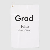 afstudeerder jongen voegt naam toe bevat datumteks golfhanddoek (Voorkant)