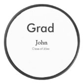 afstudeerder jongen voegt naam toe bevat datumteks hockey puck (Voorkant)