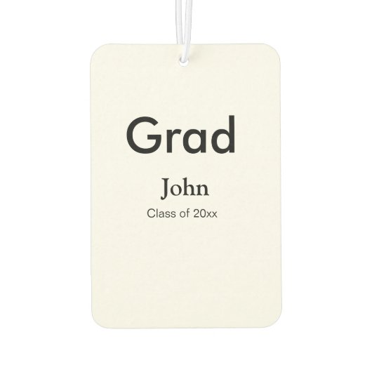 afstudeerder jongen voegt naam toe bevat datumteks luchtverfrisser (Achterkant)