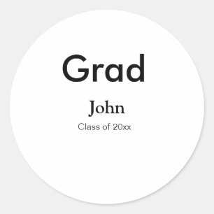afstudeerder jongen voegt naam toe bevat datumteks ronde sticker