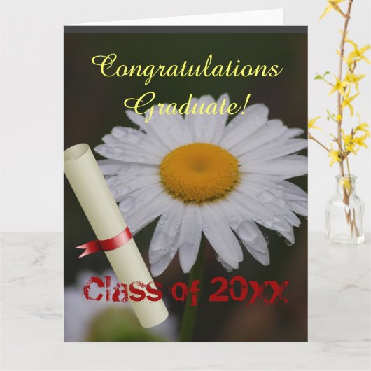 Afstudeerder Klasse Fancy Personaliseer Naam Flora Kaart (Gele Bloem)