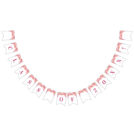 Afstudeerder Klasse Jaar Banner Pink Waterverf Flo (Alle)