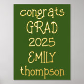Afstudeerder naam 2025 Afstuderen groen Folie Afdrukken (Voorkant)