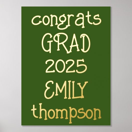 Afstudeerder naam 2025 Afstuderen groen Folie Afdrukken (Voorkant)