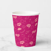Afstudeerder Party Doodle Icon Pattern Pink Papieren Bekers (Achterkant)