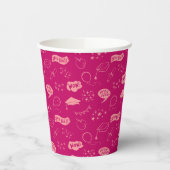 Afstudeerder Party Doodle Icon Pattern Pink Papieren Bekers (Links)