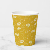 Afstudeerder Party Doodle Icon Pattern Yellow Papieren Bekers (Achterkant)