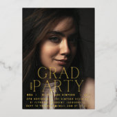 AFSTUDEERDER PARTY | Gold Ppress Script Modern Col Folie Uitnodiging (Voorkant)