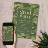 Afstudeerder Party - Green Camo Print for Graduati Kaart