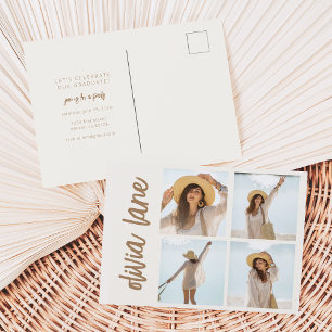 Afstudeerder Party Invitation Briefkaart met vier 