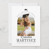 Afstudeerder Pet Arch Foto Elegant Script Afstuder Aankondiging (Voorkant)