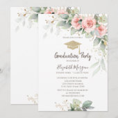 Afstudeerder Pet, Blush Flowers Afstuderen Kaart (Voorkant / Achterkant)