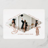 Afstudeerder Pet Bow & Tassel Fotocollage Aankondi Folie Uitnodiging (Voorkant)