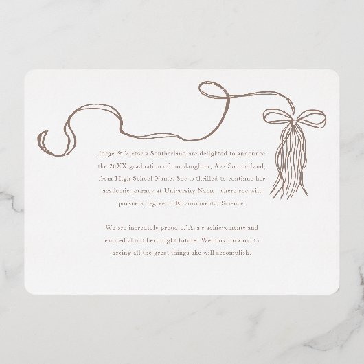 Afstudeerder Pet Bow & Tassel Fotocollage Aankondi Folie Uitnodiging (Achterkant)