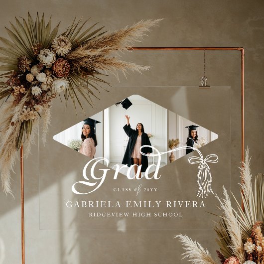 Afstudeerder Pet Bow & Tassel Photo Collage Afstud Acryl Bord