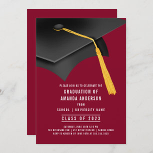 Afstudeerder Pet Burgundy Graduation Party Invitat Kaart
