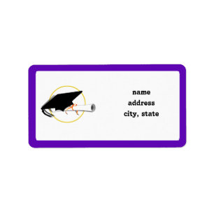 Afstudeerder Pet kantelen met schoolkleuren Paars  Etiket