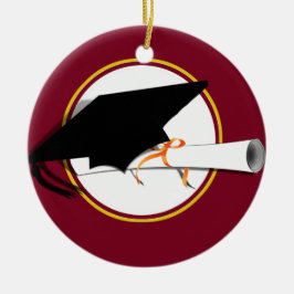 Afstudeerder Pet kantelen met schoolkleuren rood e Metalen Ornament