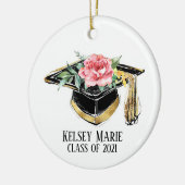 Afstudeerder Pet met bloemen Afstuderen keepomwill Keramisch Ornament (Links)