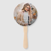 Afstudeerder Pet Modern Afstuderen Foto Dark Maroo Handwaaier (Voorkant)