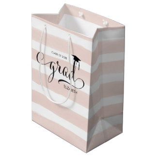 Afstudeerder Pet Roze strepen Medium Cadeauzakje